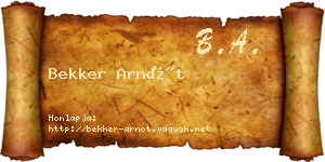 Bekker Arnót névjegykártya